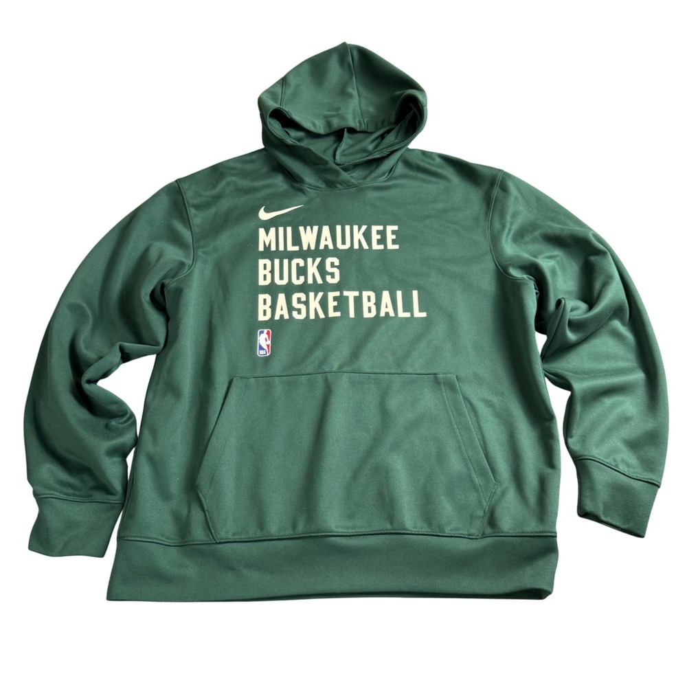 Nike Milwaukee Bucks Basketball Hoodie Medium Hunter Green NBA Dri-FIT - Picture 2 of 7